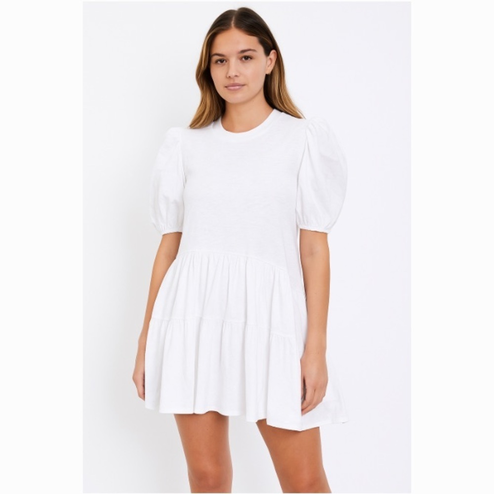 Cinq à Sept Caitlin Mini Dress Sheer White Poof Sleeve Women’s XXS $295 Capsule